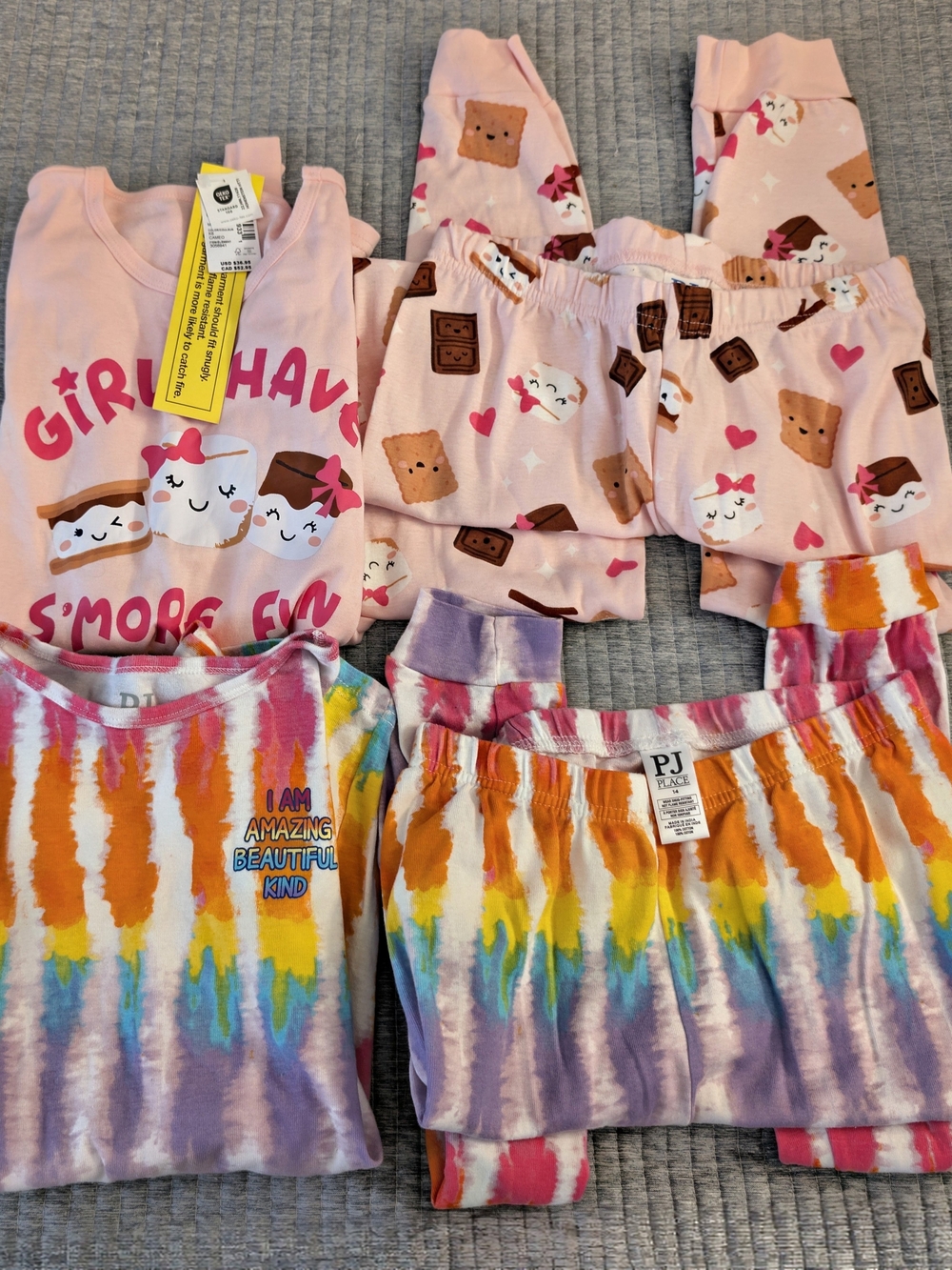 Childrens Place Pink S'mores & Tie-Dye Pajama Set - Girls